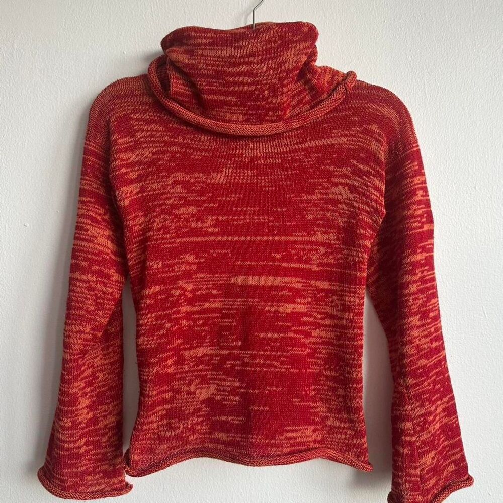 Y2K Women's Orange and Red Jumper